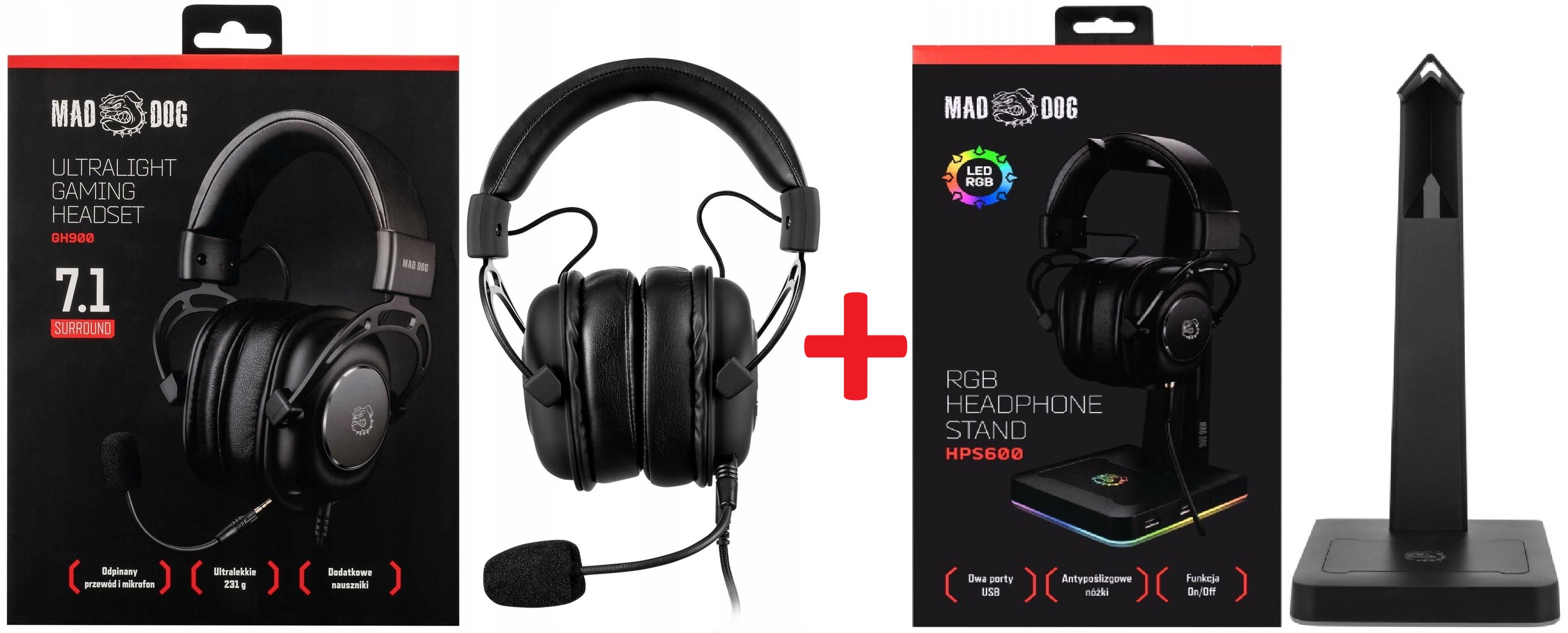 Mad Dog GH900 7.1 Headset + HPS600 LED RGB Stand cover
