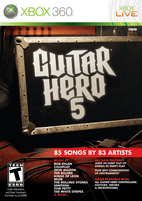 Xbox 360 Guitar Hero 5 kansikuva