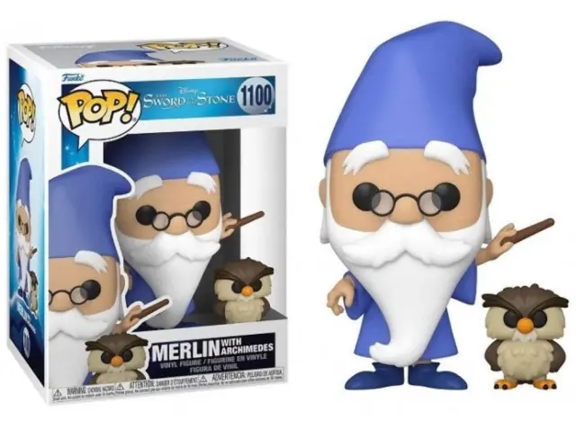 POP! Disney The Sword in The Stone - Merlin with Archimedes Vinyl Bobble-Head #1100 cover