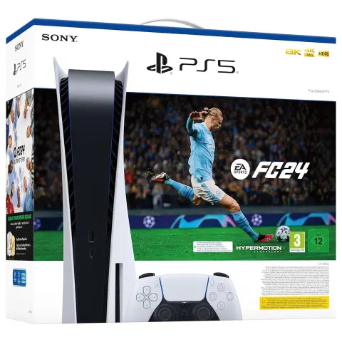 PS5 PlayStation 5 - White, 825 GB SSD - FIFA 24 Bundle kansikuva
